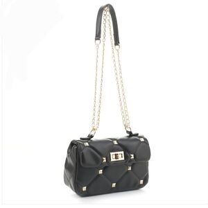 Isabelle Whitley Black Studded Shoulder Bag with Gold Studded Accents